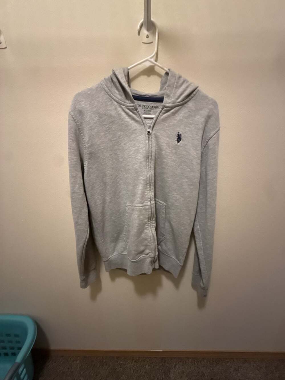 U.S. Polo Assn. Grey Fleece Full-Zip Logo Hoodie